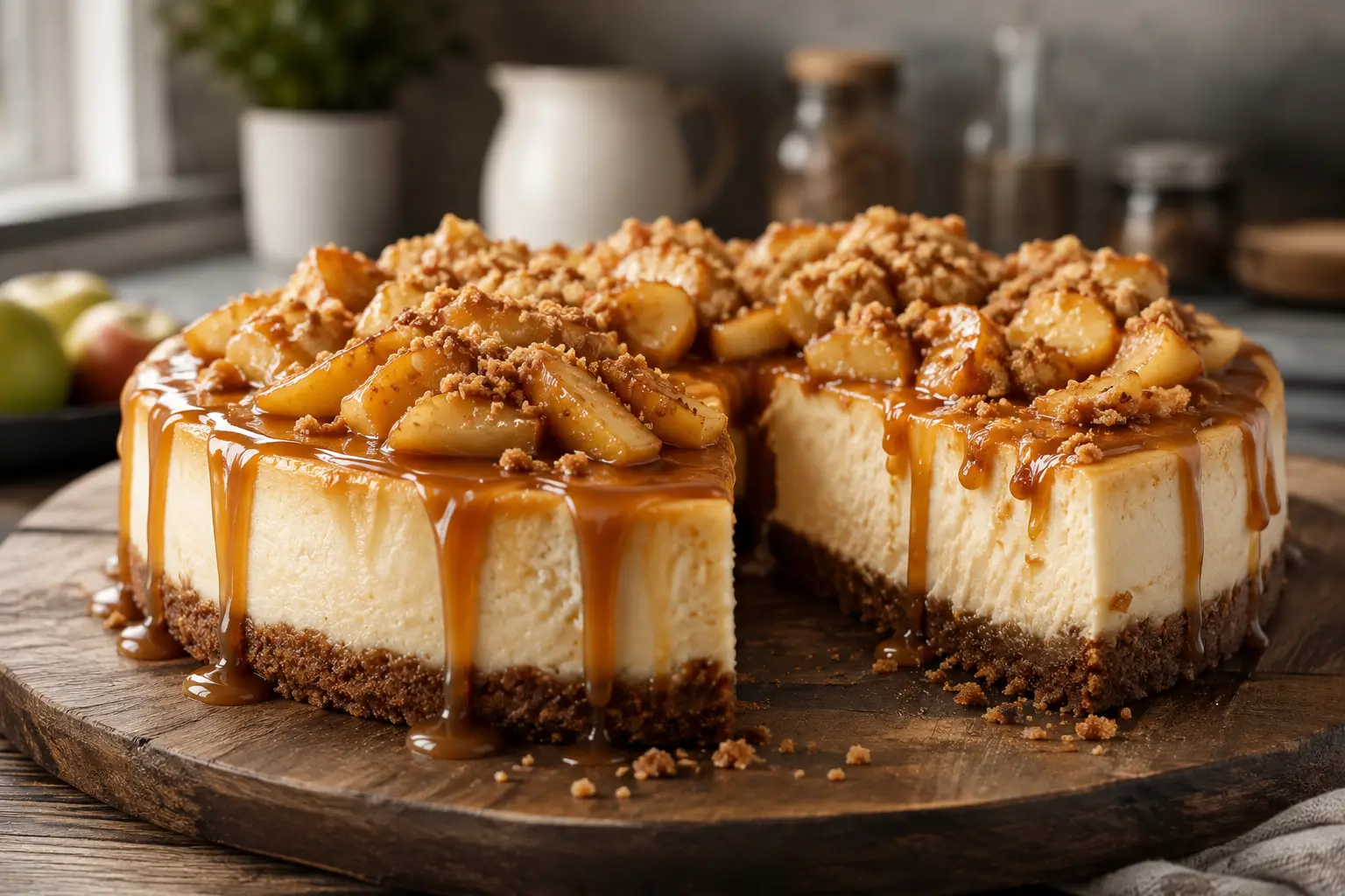 Caramel apple cheesecake